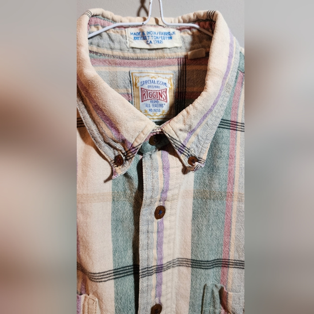 Vintage RIGGINS Special Issue “All Seasons” Cotton Plaid Button Down Shirt - Picture 7 of 12